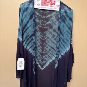 Peach Love California Blue Tie-Dye Kimono